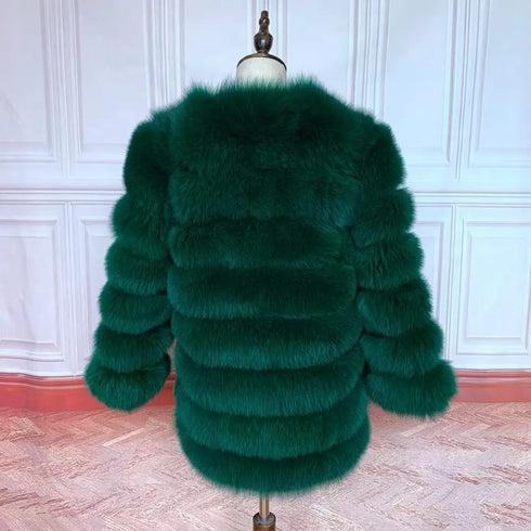 70CM 4in1 New Fast Shipping New Fashion Women Fashion Real Natural Fox Fur Long Coat Jacket for Winter Warm Over Coat